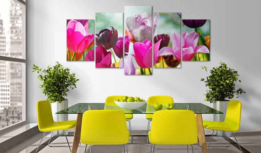 ARTGEIST Pink fun - Billede af lyserde tulipaner trykt p lrred - Flere strrelser