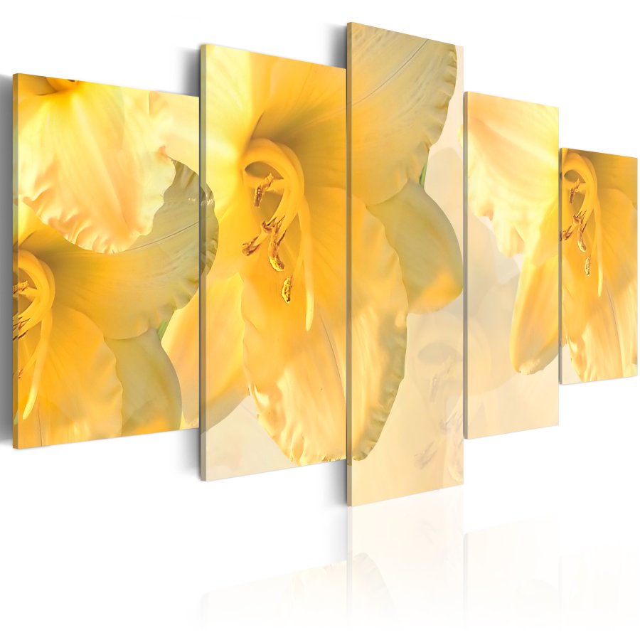 ARTGEIST Dream lilies - Billede af liljer i gule nuancer trykt p lrred - Flere strrelser