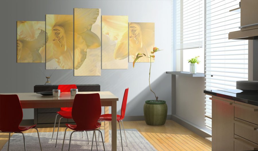 ARTGEIST Dream lilies - Billede af liljer i gule nuancer trykt p lrred - Flere strrelser