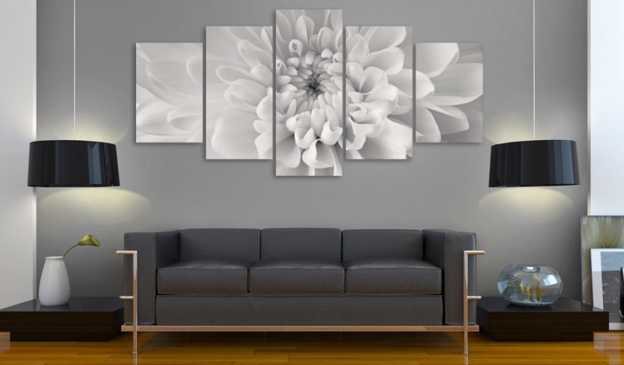 ARTGEIST Dahlia flower in grey shades - Dahlia i gr nuancer trykt p lrred - Flere strrelser
