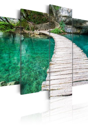 ARTGEIST Turquoise lake - Billede af sti over klar s trykt p lrred - Flere strrelser