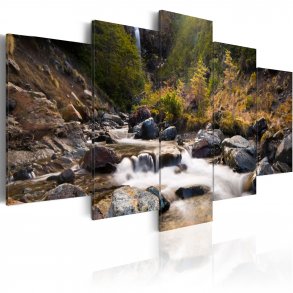 ARTGEIST A waterfall in wild nature - Billede af vandfald trykt p lrred - Flere strrelser