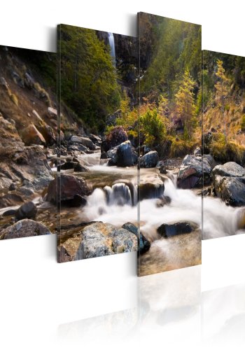 ARTGEIST A waterfall in wild nature - Billede af vandfald trykt p lrred - Flere strrelser