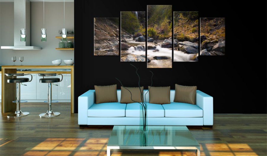 ARTGEIST A waterfall in wild nature - Billede af vandfald trykt p lrred - Flere strrelser