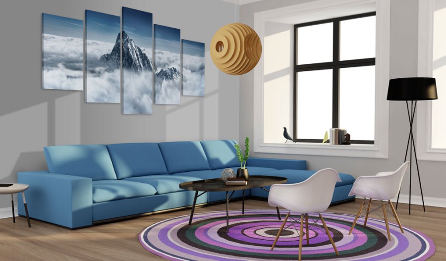 ARTGEIST A peak rising above the clouds - Bjergtop over skyerne trykt p lrred - Flere strrelser