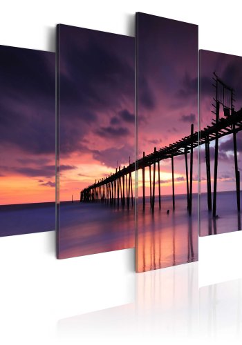 ARTGEIST - Billede af bro p havet i smuk solnedgang trykt p lrred - Flere strrelser