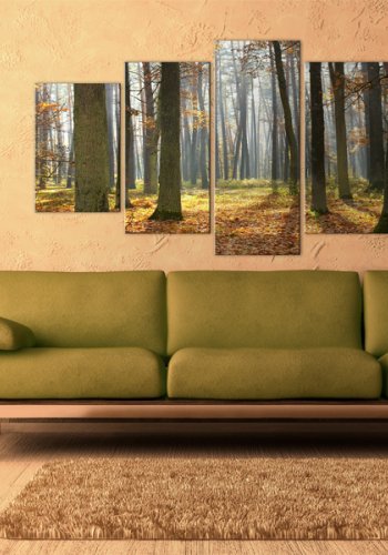 ARTGEIST A nice forest landscape - Billede af skov i efterret trykt p lrred - Flere strrelser