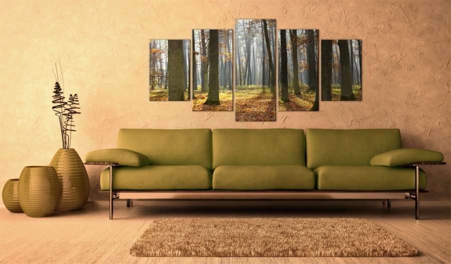 ARTGEIST A nice forest landscape - Billede af skov i efterret trykt p lrred - Flere strrelser