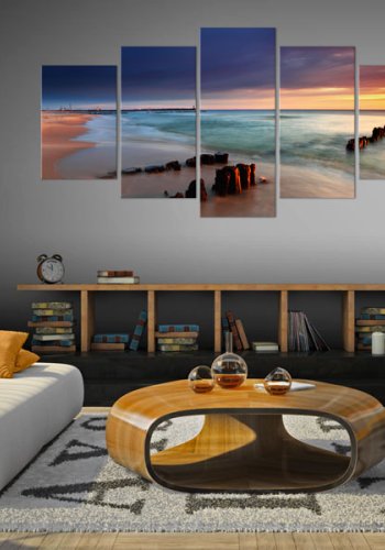 ARTGEIST Dawn by the sea - Billede af flot solopgang trykt p lrred - Flere strrelser