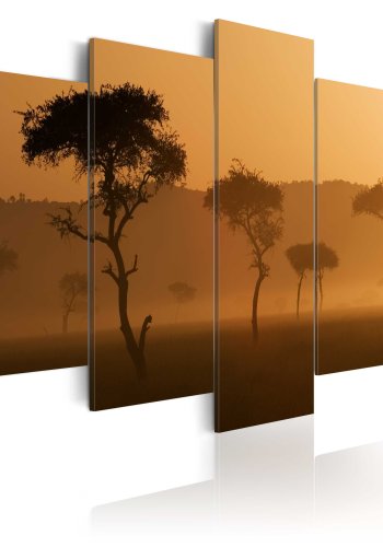 ARTGEIST Fog over a savannah - Tget daggry p savannen trykt p lrred - Flere strrelser