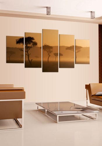 ARTGEIST Fog over a savannah - Tget daggry p savannen trykt p lrred - Flere strrelser