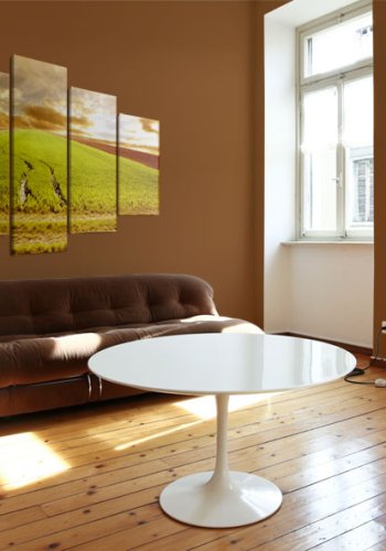 ARTGEIST Wheels traces on a field - Hjulspor p marken trykt p lrred - Flere strrelser