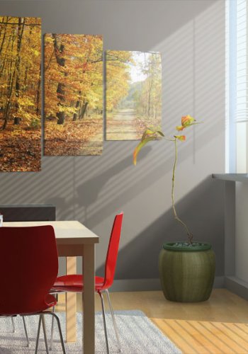 ARTGEIST An alley among colorful leaves - Smuk skov i efterret trykt p lrred - Flere strrelser