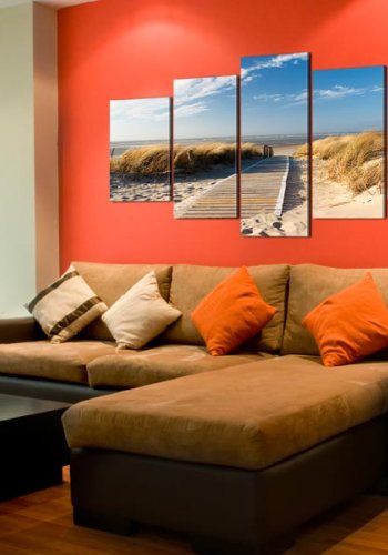 ARTGEIST - Flot sommerbillede af sandstrand trykt p lrred - Flere strrelser