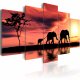 ARTGEIST African elephants family - Elefanter i solnedgangen trykt p lrred - Flere strrelser