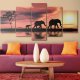 ARTGEIST African elephants family - Elefanter i solnedgangen trykt p lrred - Flere strrelser
