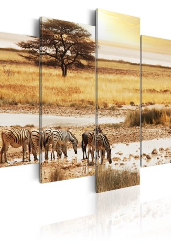 ARTGEIST Zebras on a savannah - Billede af zebraer p savannen trykt p lrred - Flere strrelser
