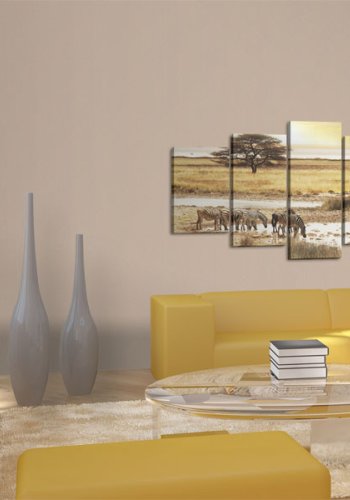 ARTGEIST Zebras on a savannah - Billede af zebraer p savannen trykt p lrred - Flere strrelser