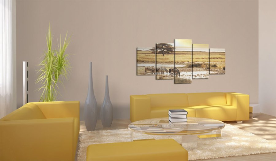 ARTGEIST Zebras on a savannah - Billede af zebraer p savannen trykt p lrred - Flere strrelser