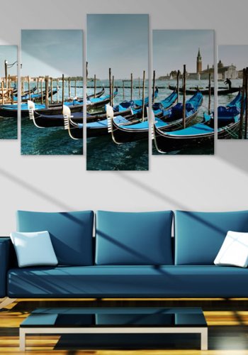 ARTGEIST A canal in Venice - Billede af gondoler i Venedig trykt p lrred - Flere strrelser