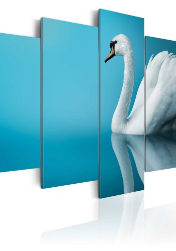 ARTGEIST A swan in blue - Billede af svane p bl baggrund trykt p lrred - Flere strrelser
