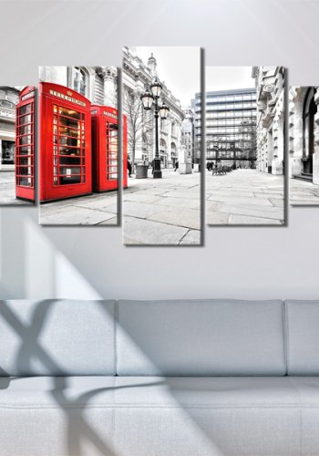 ARTGEIST Street of London - Billede af rd telefonboks trykt p lrred - Flere strrelser