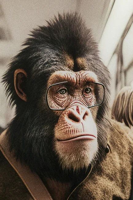 KARE DESIGN Commuter Monkey glasbillede, kvadratisk - multifarvet lamineret glas (60x60)