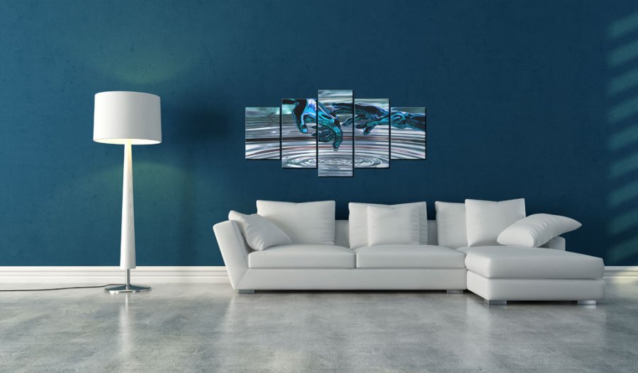 ARTGEIST - Abstrakt billede af hnder der laver cirkler i vandet trykt p lrred - Flere strrelser