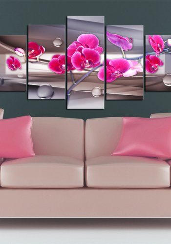 ARTGEIST - Magenta orkidé p en afdmpet baggrund trykt p lrred 