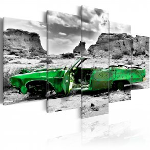 ARTGEIST Green retro car at Colorado Desert - Retro bil i rkenen trykt p lrred - Flere strrelser