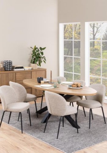 ACT NORDIC Patricia spisebordsstol - beige stof og sort stl