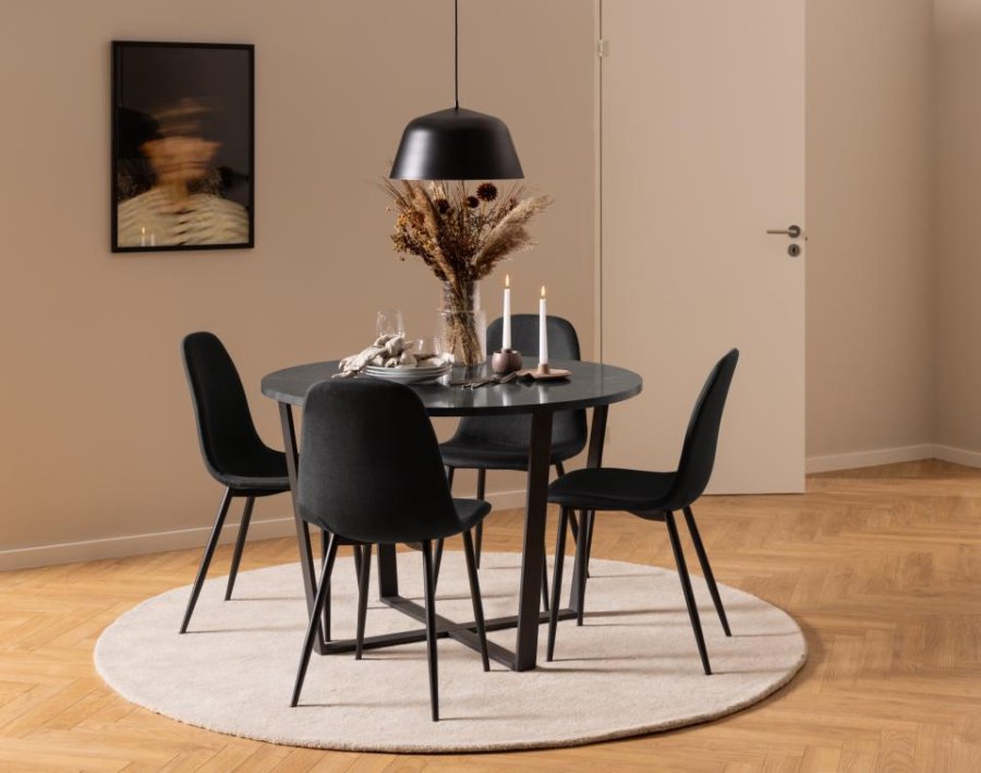 ACT NORDIC Celia spisebordsstol - sort stof og sort stl