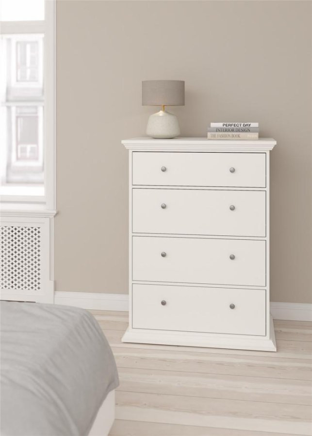 TVILUM North Chest med 4 skuffer, Hvid, 86,3 x 51,6 x 115,6 cm