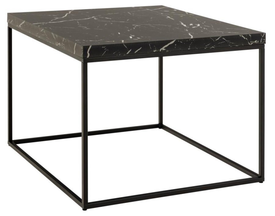 ACT NORDIC Barossa sofabord, kvadratisk - sort papir Marquina marmorlook og sort stl (60x60)