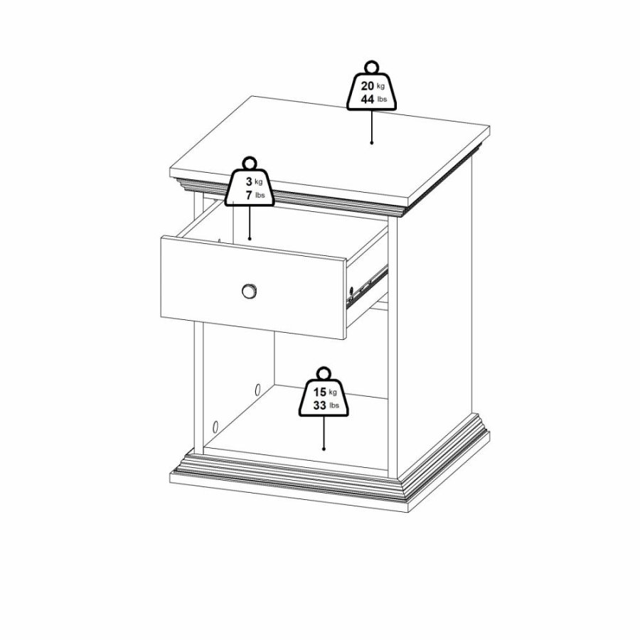 TVILUM North sengebord med 1 skuffe, mat sort, 47,8 x 43,3 x 63,4 cm