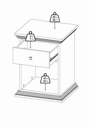 TVILUM North Sengebord med 1 skuffe, Hvid, 47,8 x 43,3 x 63,4 cm
