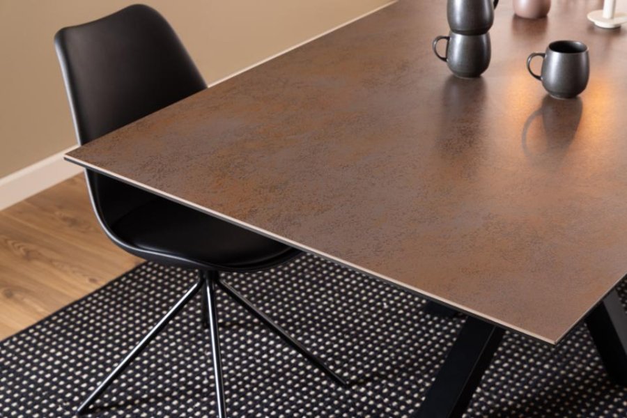 ACT NORDIC Heaven spisebord, rektangulr - rustbrun keramik og sort stl (200x100)