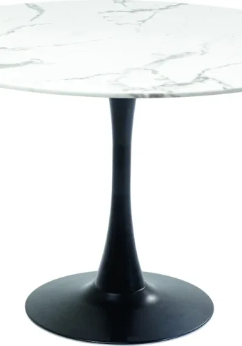 KARE DESIGN Schickeria spisebord, rund - hvid marmorlook laminat og sort stl (110)