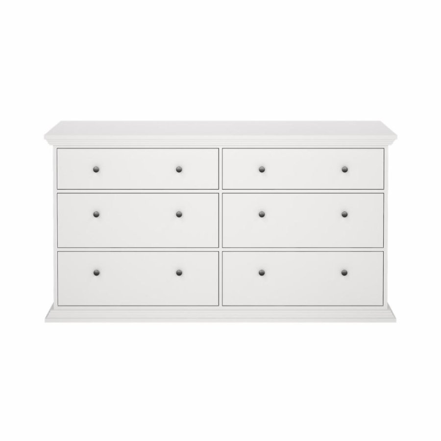 TVILUM North dobbeltkommode med 6 skuffer, hvid, 163,3 x 51,6 x 88,2 cm