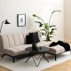 ACT NORDIC Caix sovesofa, m. click & clack, delt rygln, syninger - beige stof og sort stl (198x95)