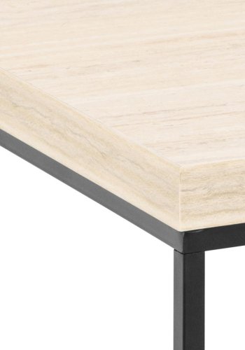 ACT NORDIC Barossa sofabord, kvadratisk - beige papir travertinlook og sort stl (60x60)