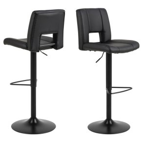 ACT NORDIC Sylvia barstol, m. rygln, fodsttte og gaspatron - sort PU og sort stl