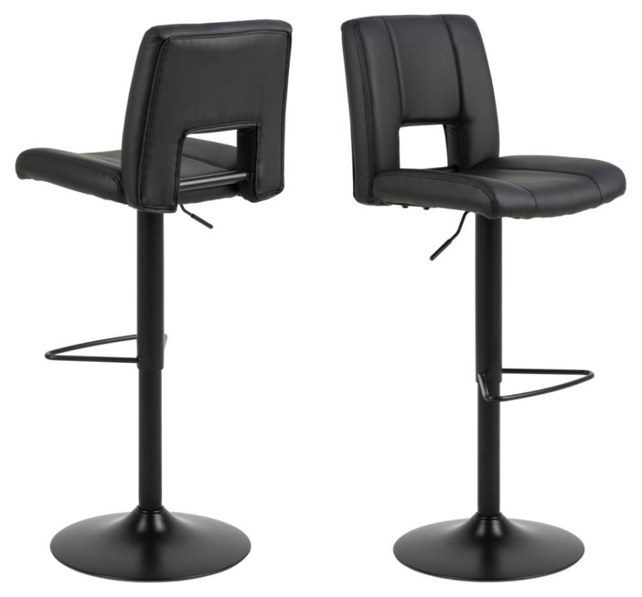 ACT NORDIC Sylvia barstol, m. rygln, fodsttte og gaspatron - sort PU og sort stl