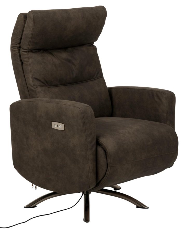 ACT NORDIC Kamares recliner, m. el, C stik, USB-A, drejefunktion - antracitgr stof og sort stl