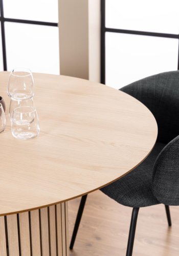 ACT NORDIC Linley spisebord, rund - hvidpigmenteret egefinér og eg (120)