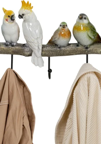 KARE DESIGN Exotic Birds knagerkke, m. 5 knager - multifarvet polyresin og stl