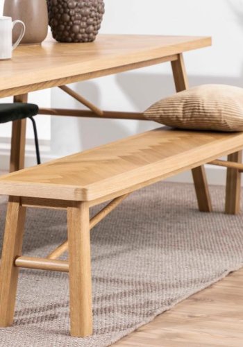 ACT NORDIC Galway bench veneer herringbone Tr (massiv egetr), lacquered, base Tr (massiv egetr) lacquered L:200 W:36 H:45 cm