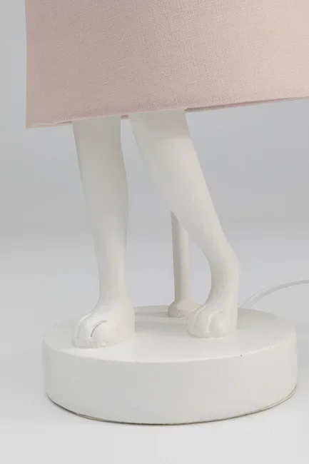 KARE DESIGN Animal Rabbit bordlampe - rosa linnedhr og hvid polyresin/stl (H:50cm)