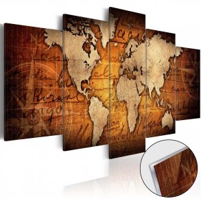 Artgeist Acrylic prints Bronze map - Verdenskort trykt p plexiglas, 5-delt- Flere strrelser