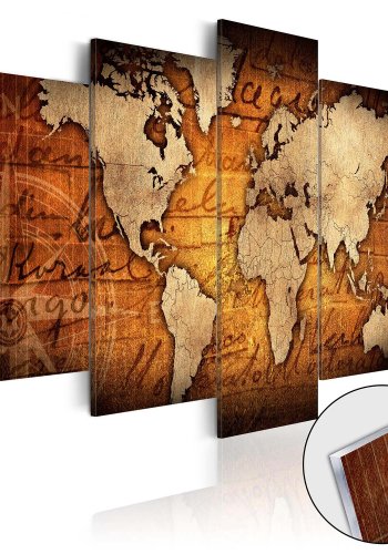 Artgeist Acrylic prints Bronze map - Verdenskort trykt p plexiglas, 5-delt- Flere strrelser